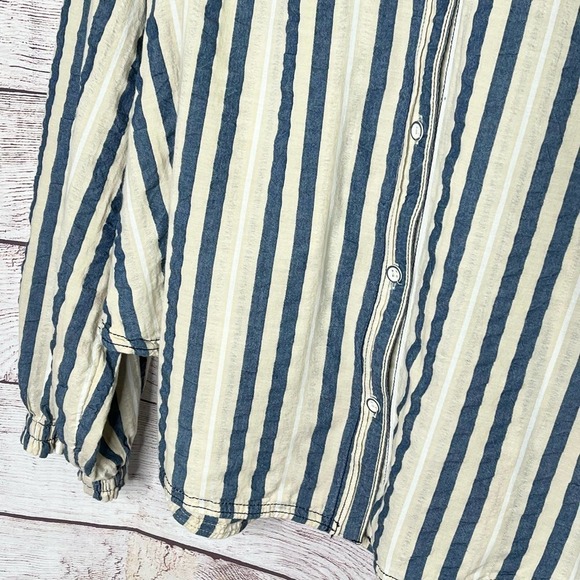 We The Free Striped Button Down Oversized Cotton Women's Shirt XS - Picture 6 of 12